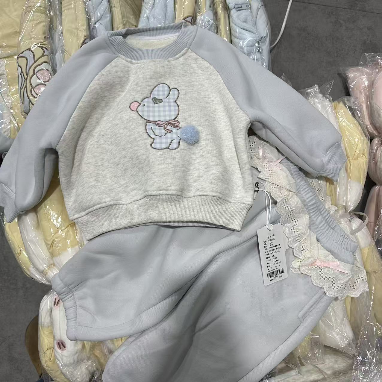 【米粒Kids】uc蓝色兔子厚绒套装u 269555