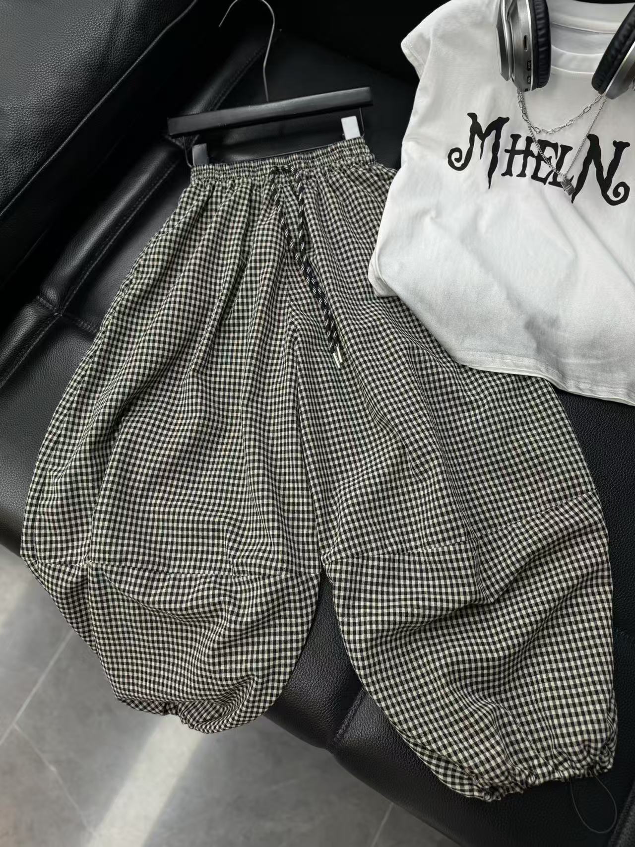 吾2025【Y】5月8日 儿童男童女童时尚格子百搭工装裤5278-