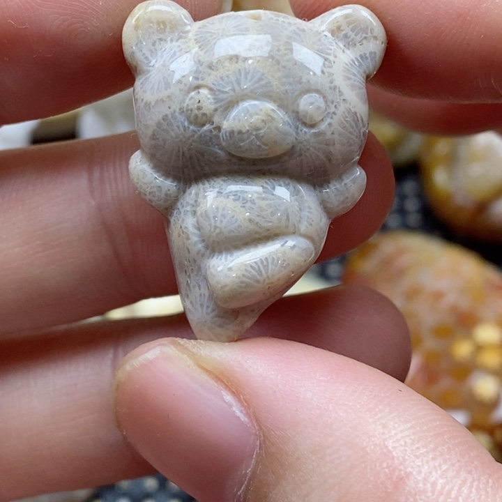 硅化珊瑚（珊瑚玉）颈饰未镶嵌小吊坠