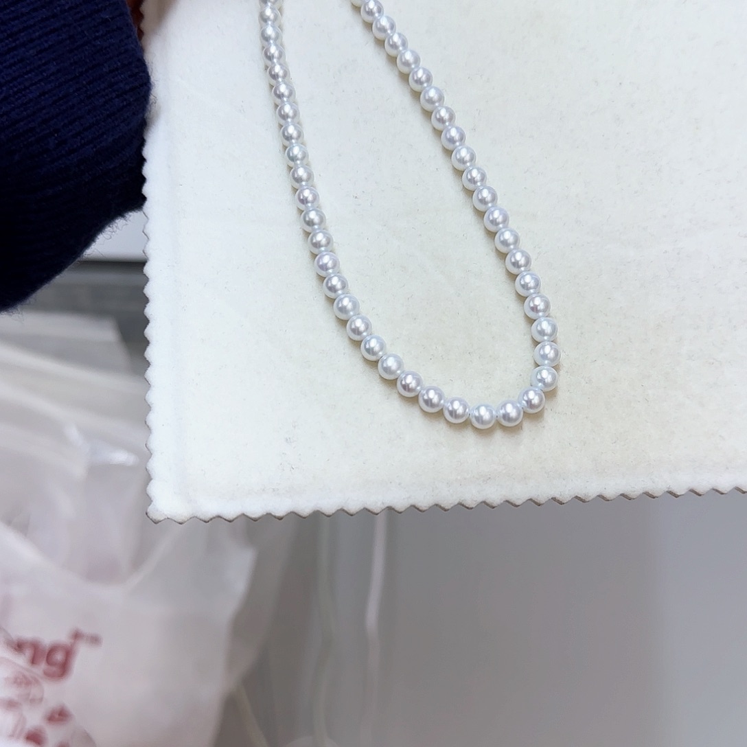 淡水珍珠颈饰银S925镶嵌5-6无核极光镜面正圆无暇冷白