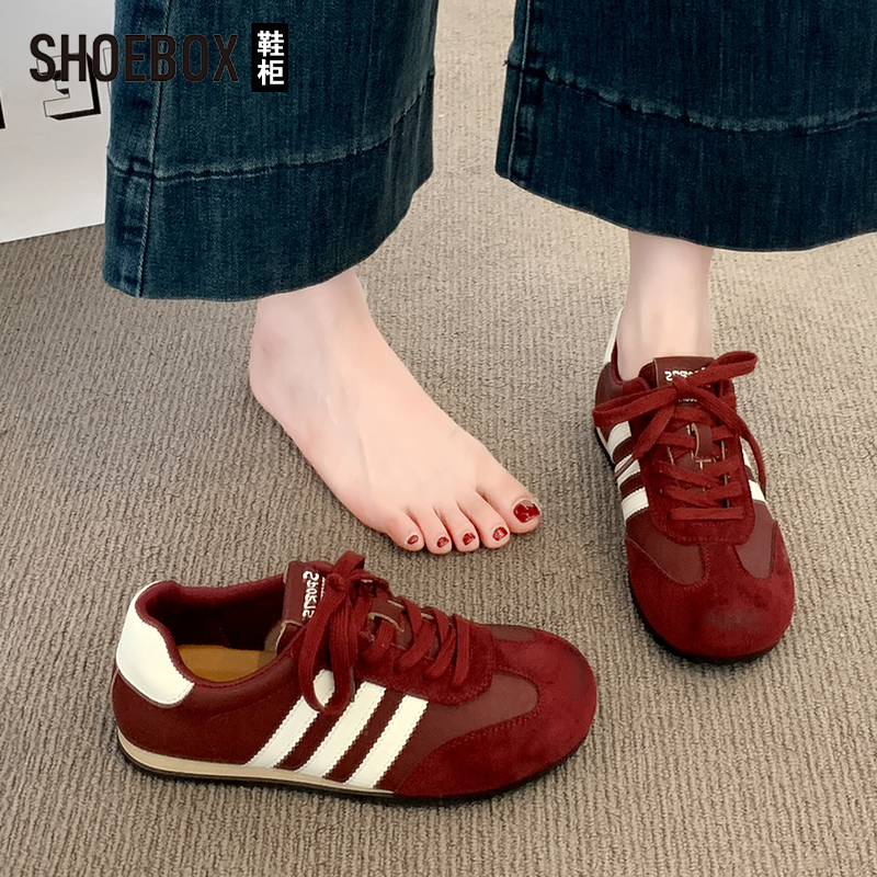 达芙妮集团旗下爆款皮面德训鞋女2025秋冬新款超火百搭复古阿甘鞋