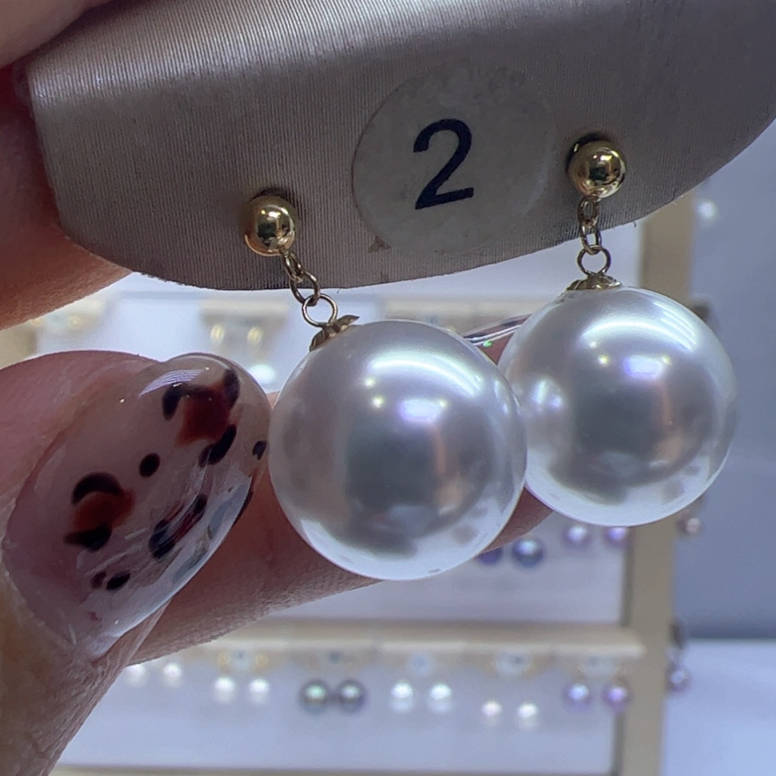 淡水珍珠耳饰18K金镶嵌