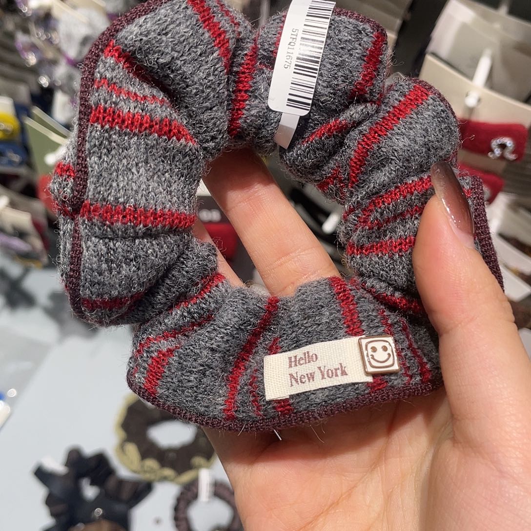 硅胶非金属灰红条纹发圈