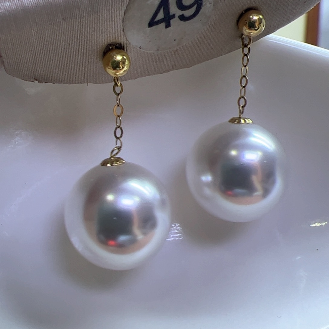 淡水珍珠耳饰18K金镶嵌