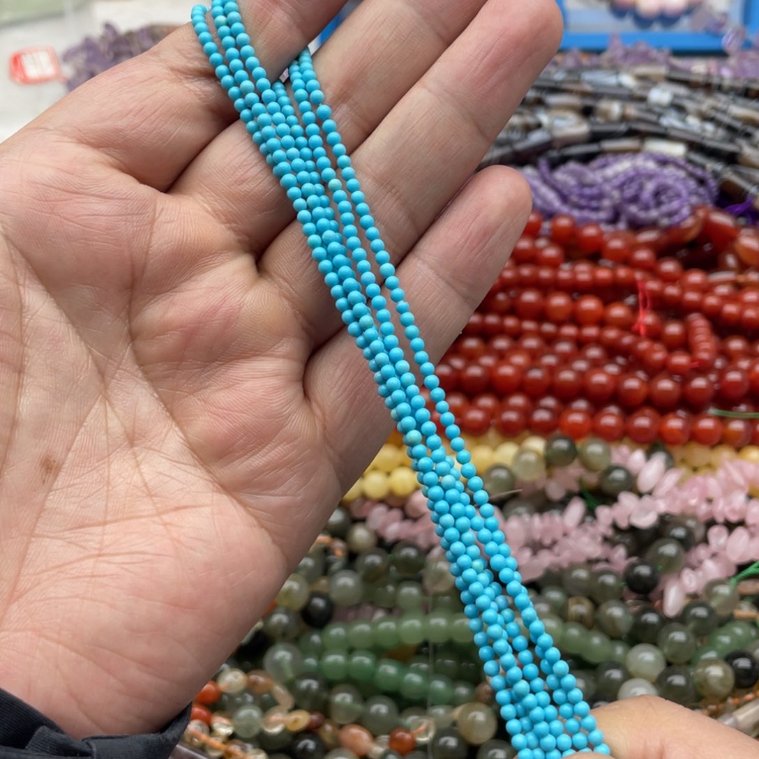 玛瑙/玉髓珠宝半成品未镶嵌一条装2mm蓝松圆珠