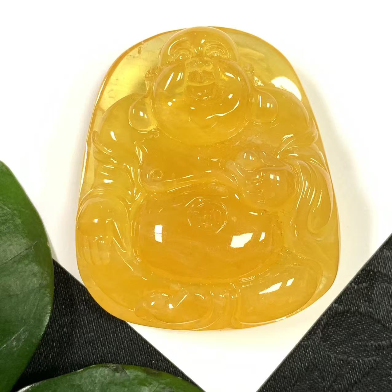 「戴琴珠宝」Q352-蜜蜡雕刻件佛公吊坠（多样性发其一）