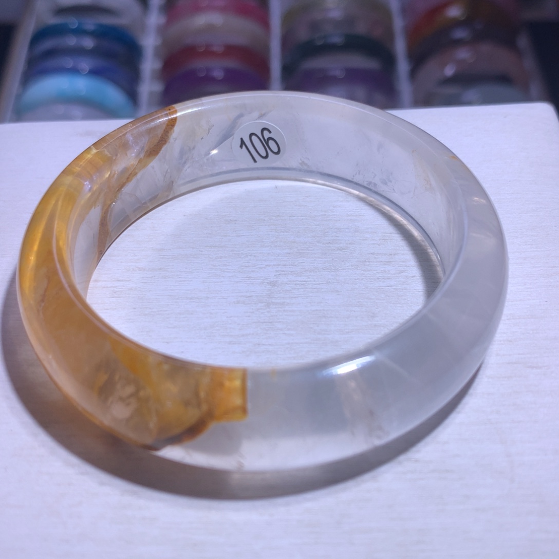 银S925镶嵌水晶手镯黄胶花58圈106