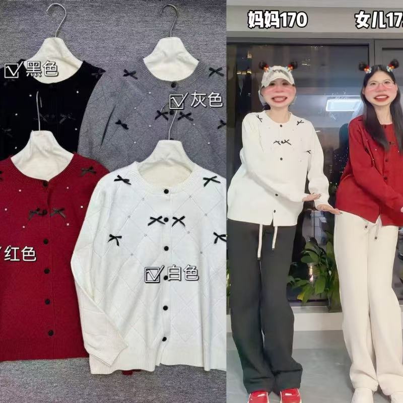 雅希定制~【暖糖甜心】蝴蝶结小香风圆领针织开衫减龄百搭毛衣