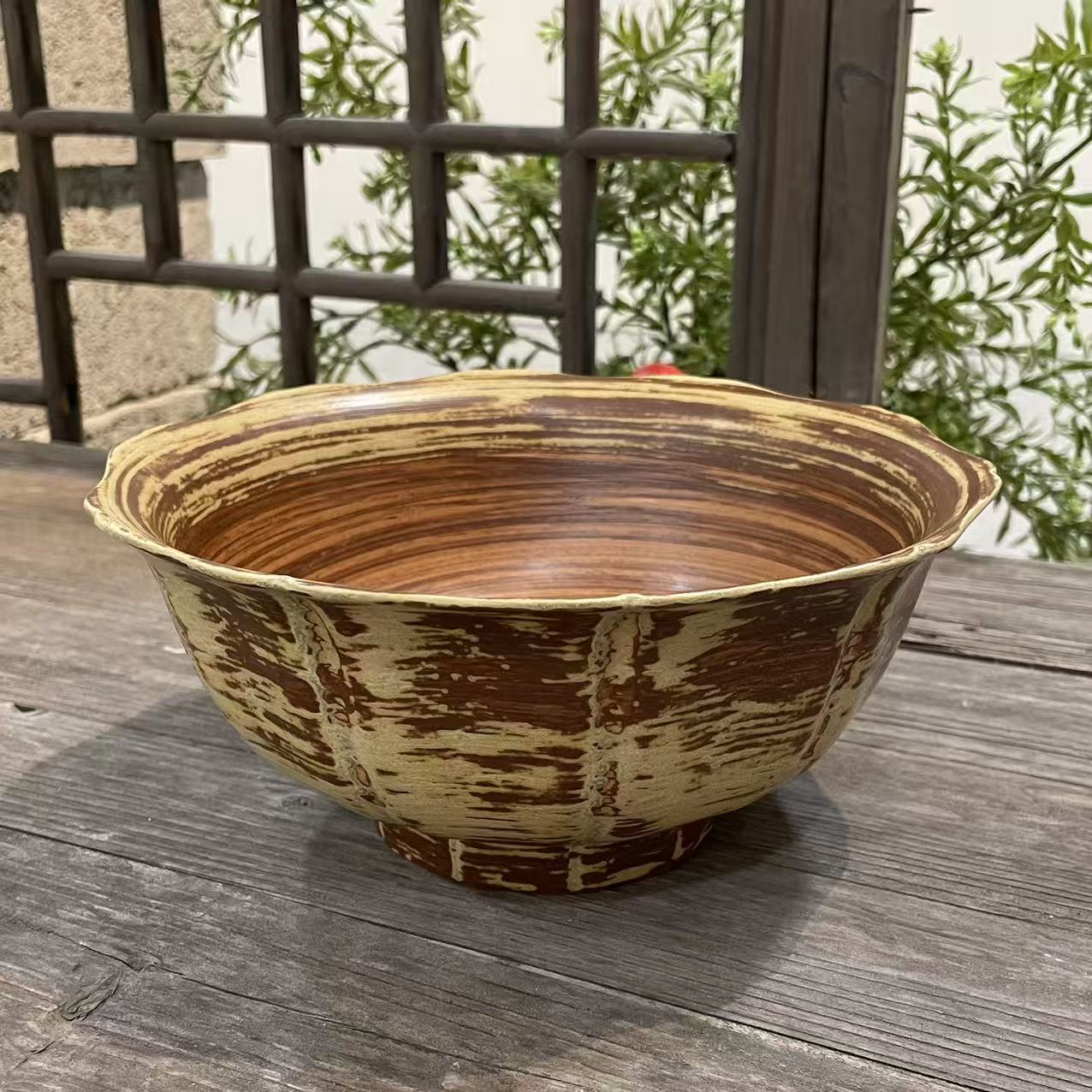 木纹手刷釉汤面碗 20cm*9cm KLW049