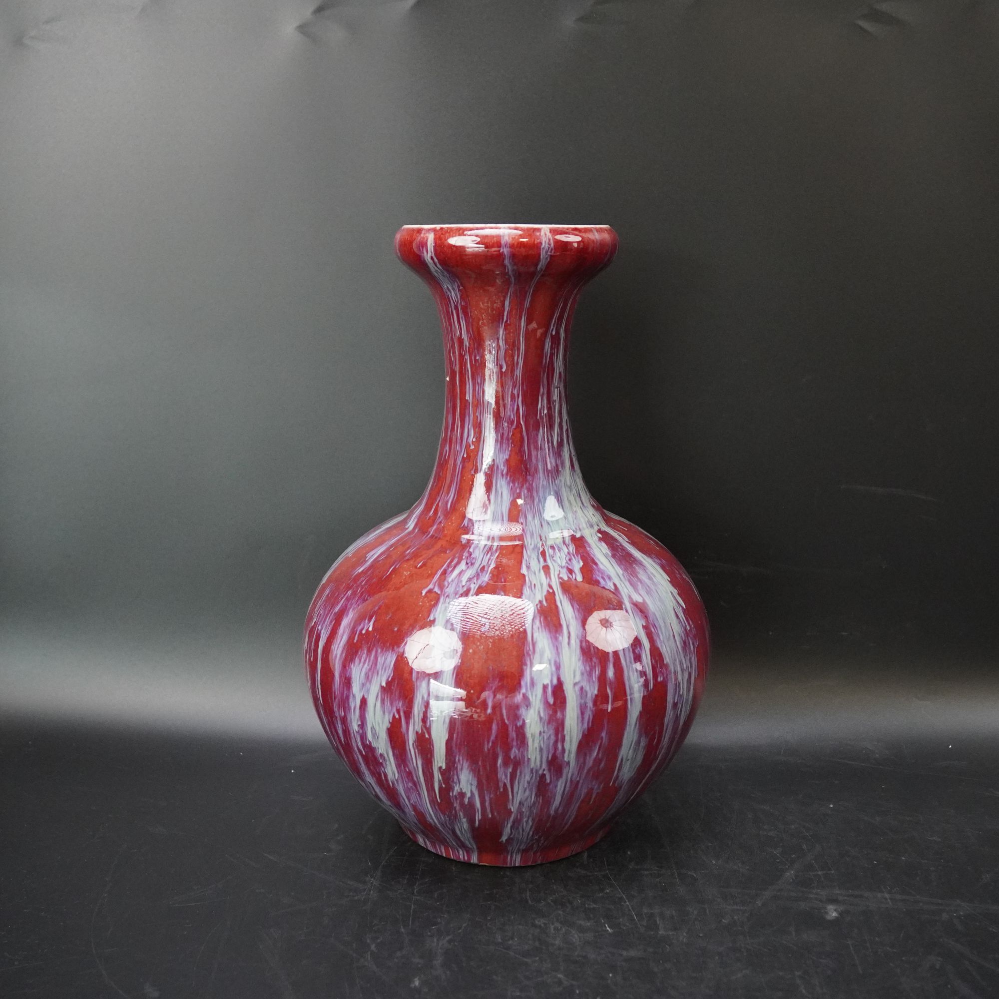 Lot.25091024清中期窑变釉赏瓶 高：约34.5cm