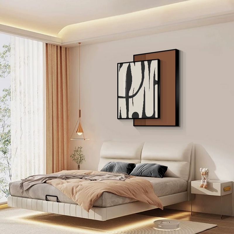轻奢现代房间卧室抽象艺术叠加主卧床头卧室床头挂画装饰画