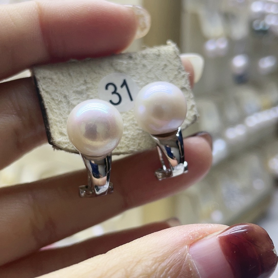淡水珍珠耳饰银S925镶嵌