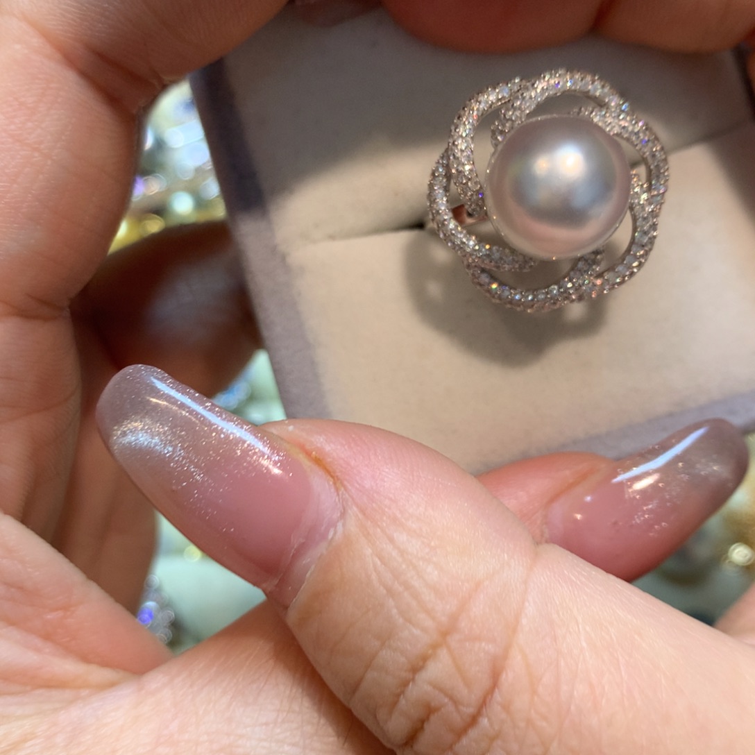 海水珍珠戒指银S925镶嵌
