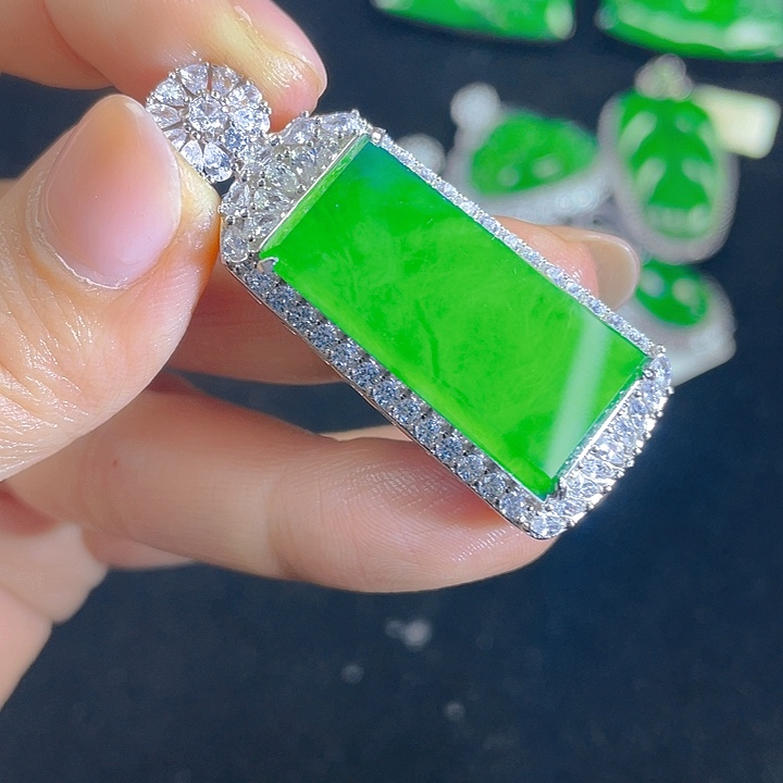 翡翠吊坠(不含链)银S925镶嵌