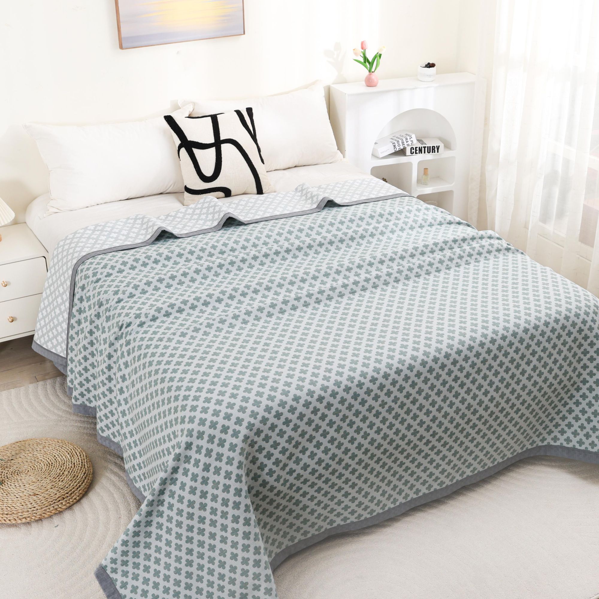 XDONGY（冬云家纺）高定230*250   星晴绿色 空气层软凉席床盖