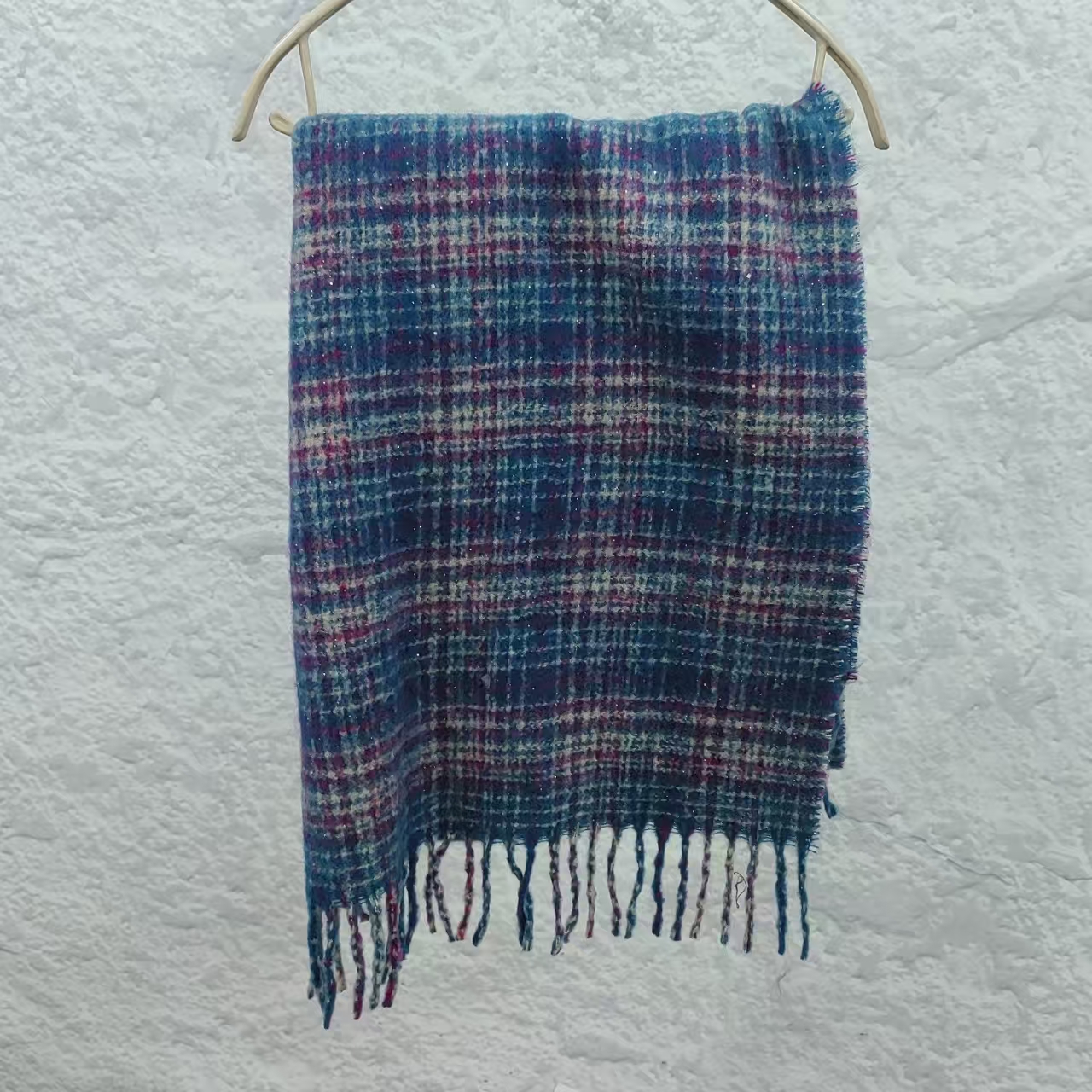 羊绒--方格大围巾