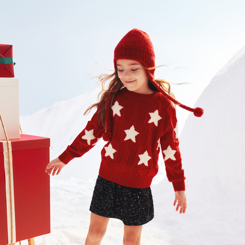 littlemoco童装冬装新款男女童圆领长袖扭花毛衣#KBD4SWTT08