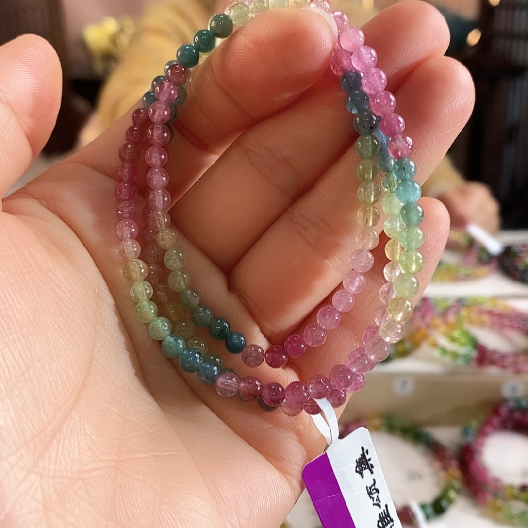 手链碧玺未镶嵌G2380三圈颜色微差