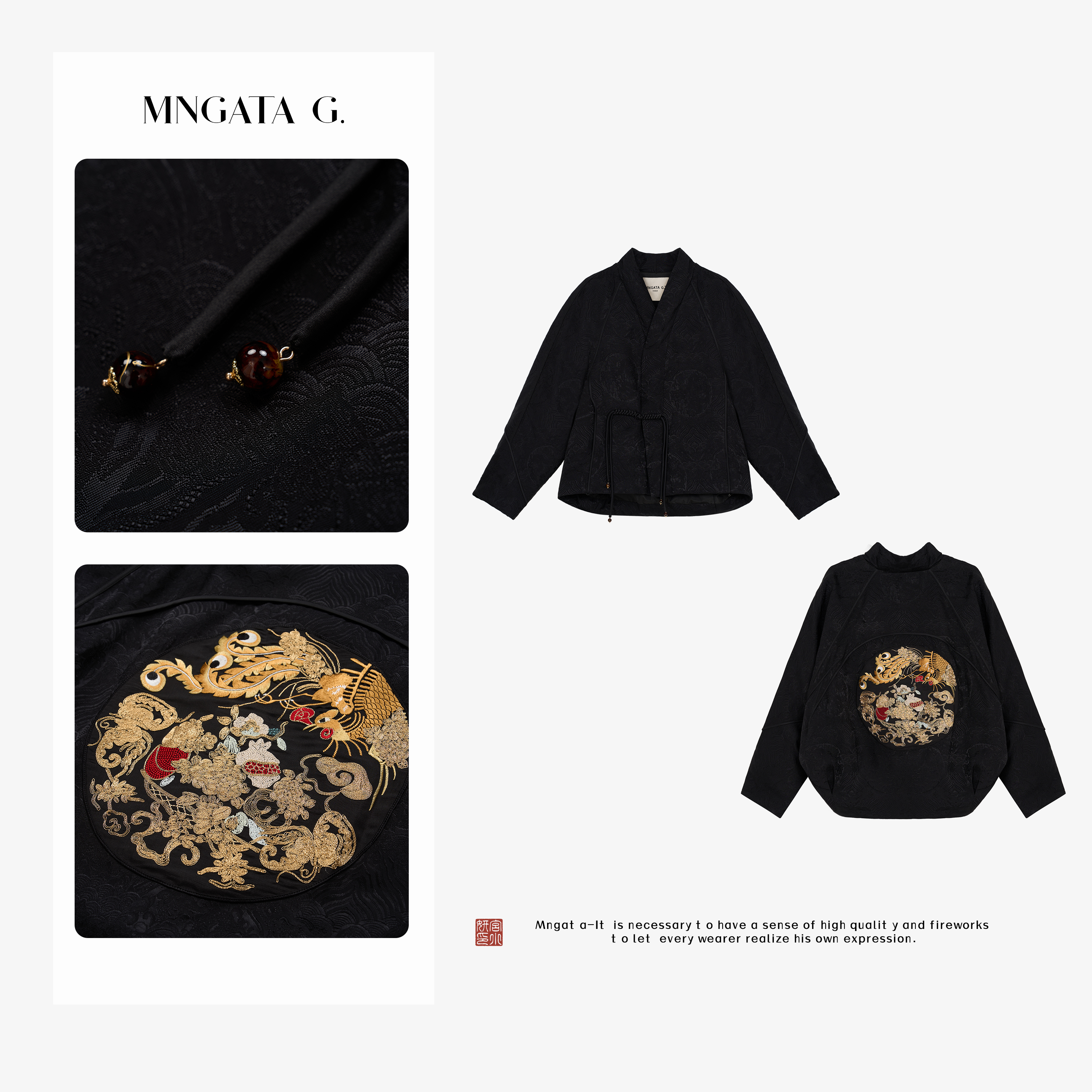 MNGATA G.宫小妍【可可西里】秋冬新中式中国风鹅绒短外套C020029