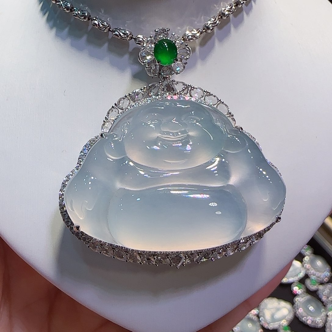 翡翠18K金镶嵌吊坠(不含链)佛公