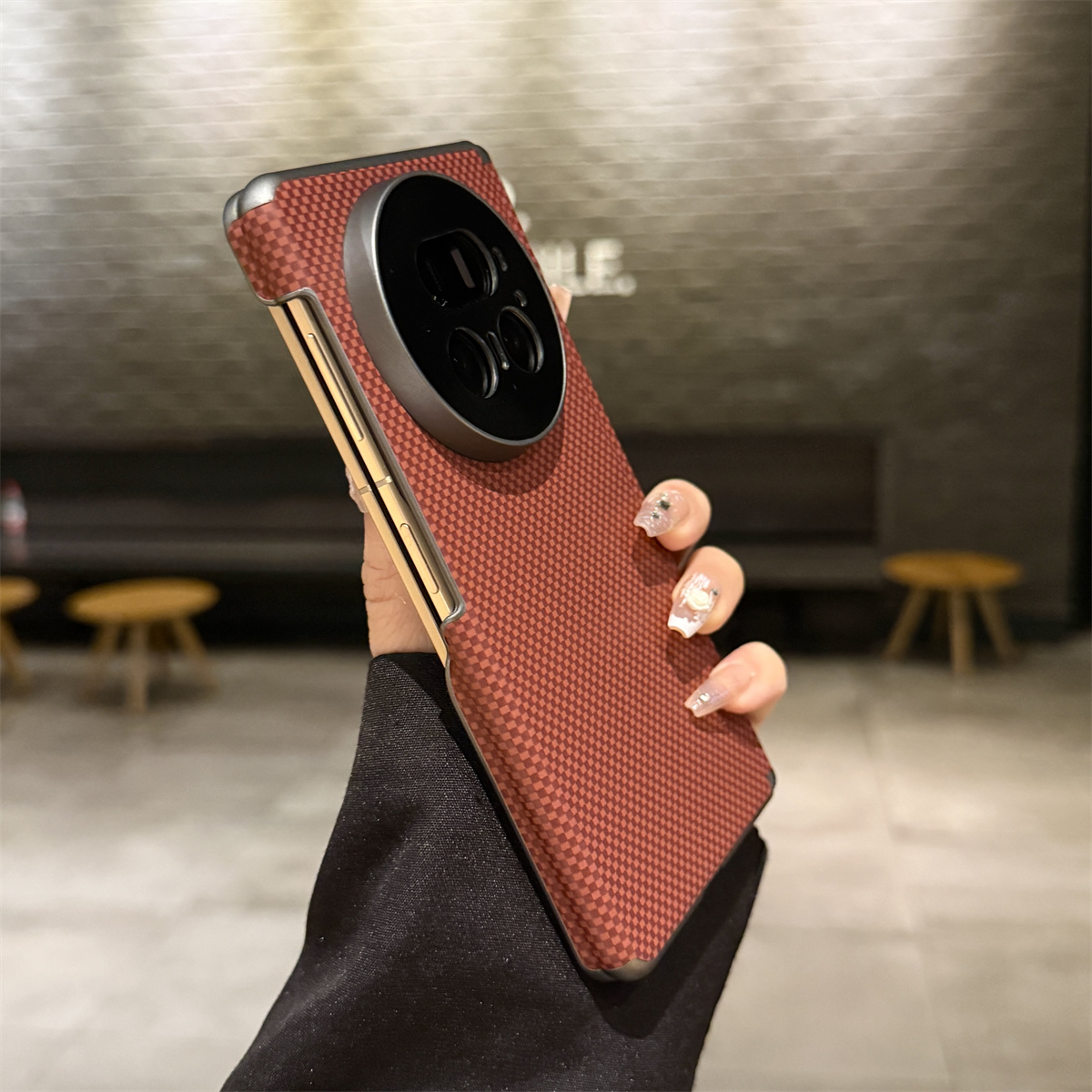 适用于荣耀magicv5手机壳双中轴全包防摔纤维纹华为V5保护套皮套