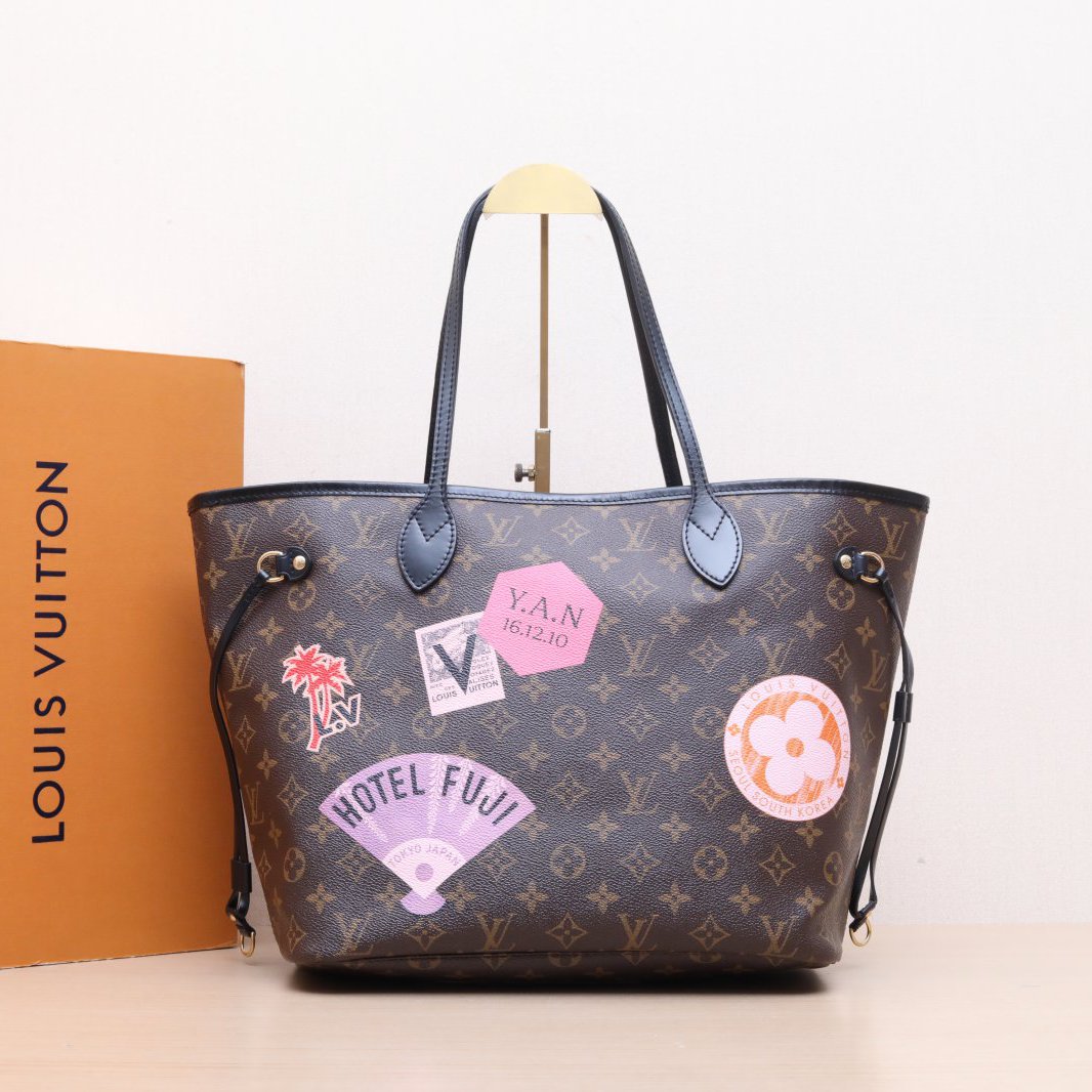 95新 LouisVuitton/路易威登 小花攀攀Neverfull 中号 31 配子袋