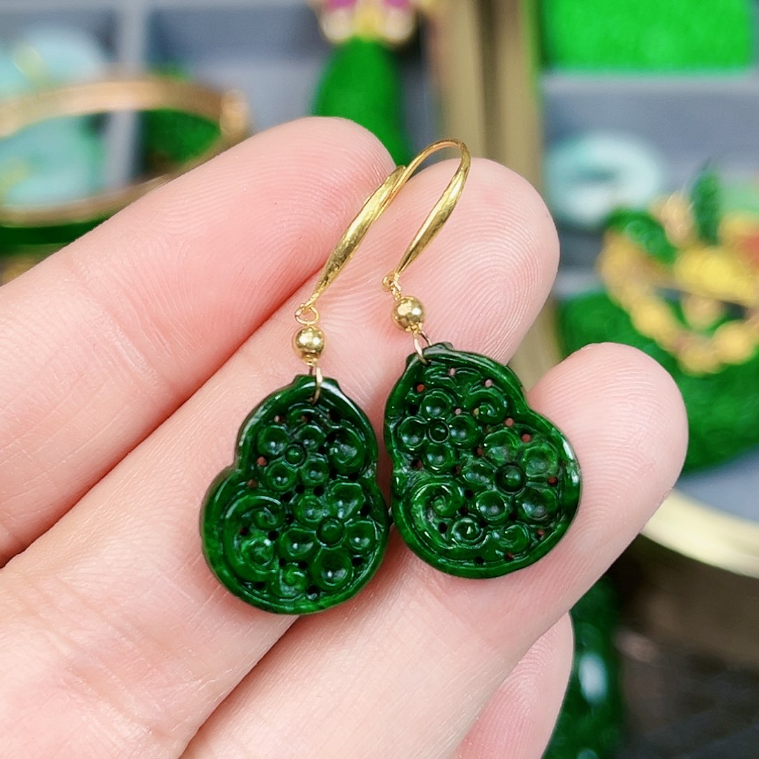 翡翠项链18K金镶嵌耳饰