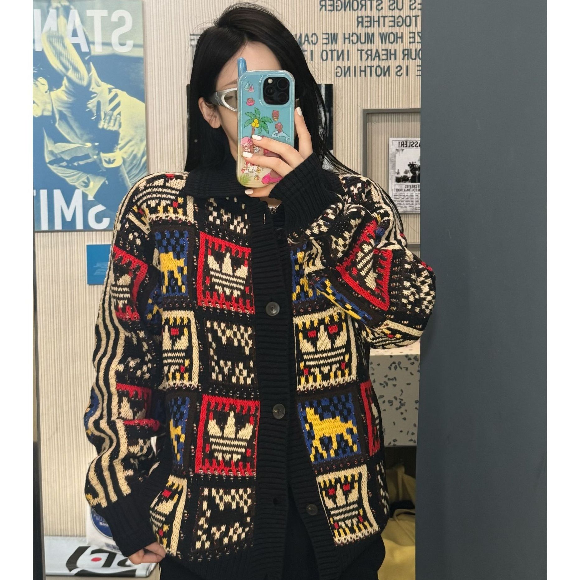  adidas三叶草 「新年款」慵懒风针织运动宽松毛衣开衫外套 KR2801 