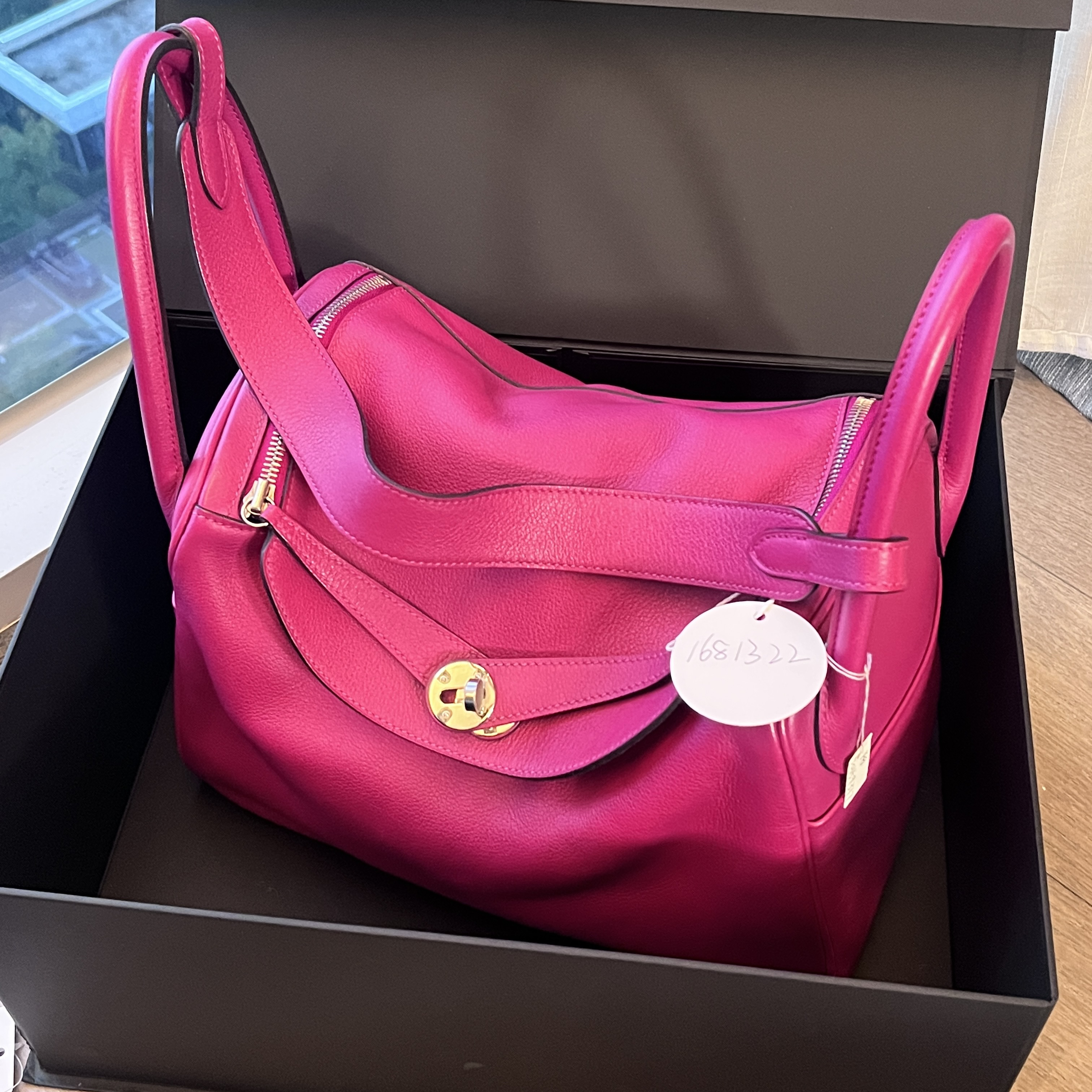 95新 Hermes/爱马仕 夏七中古/玉兰粉lindy30/单肩包1681322