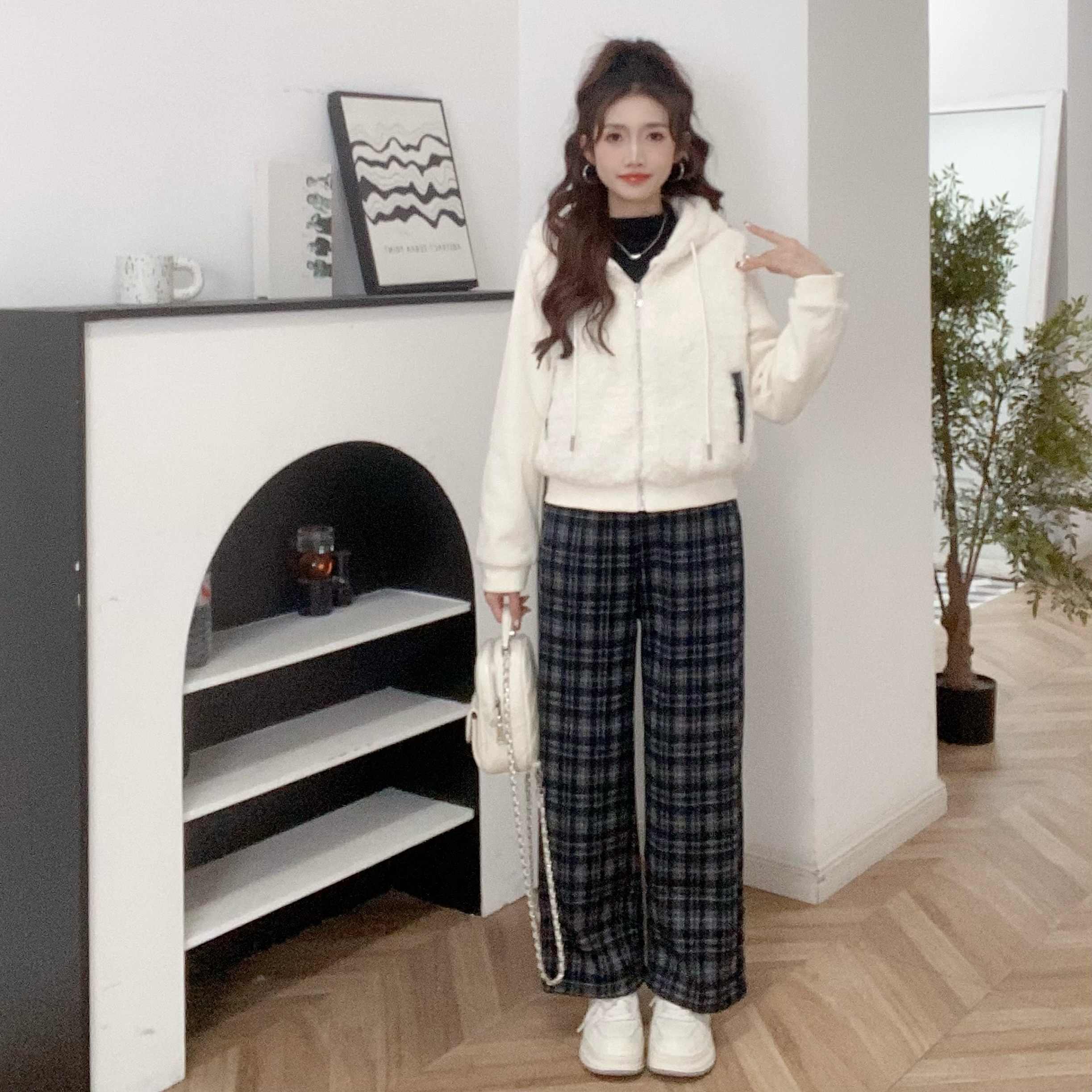 【小个子专属】IEF/爱依服2025冬季新款夹棉加厚毛绒上下套装