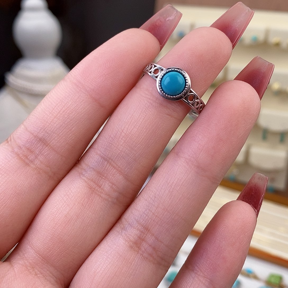 绿松石戒指银S925镶嵌