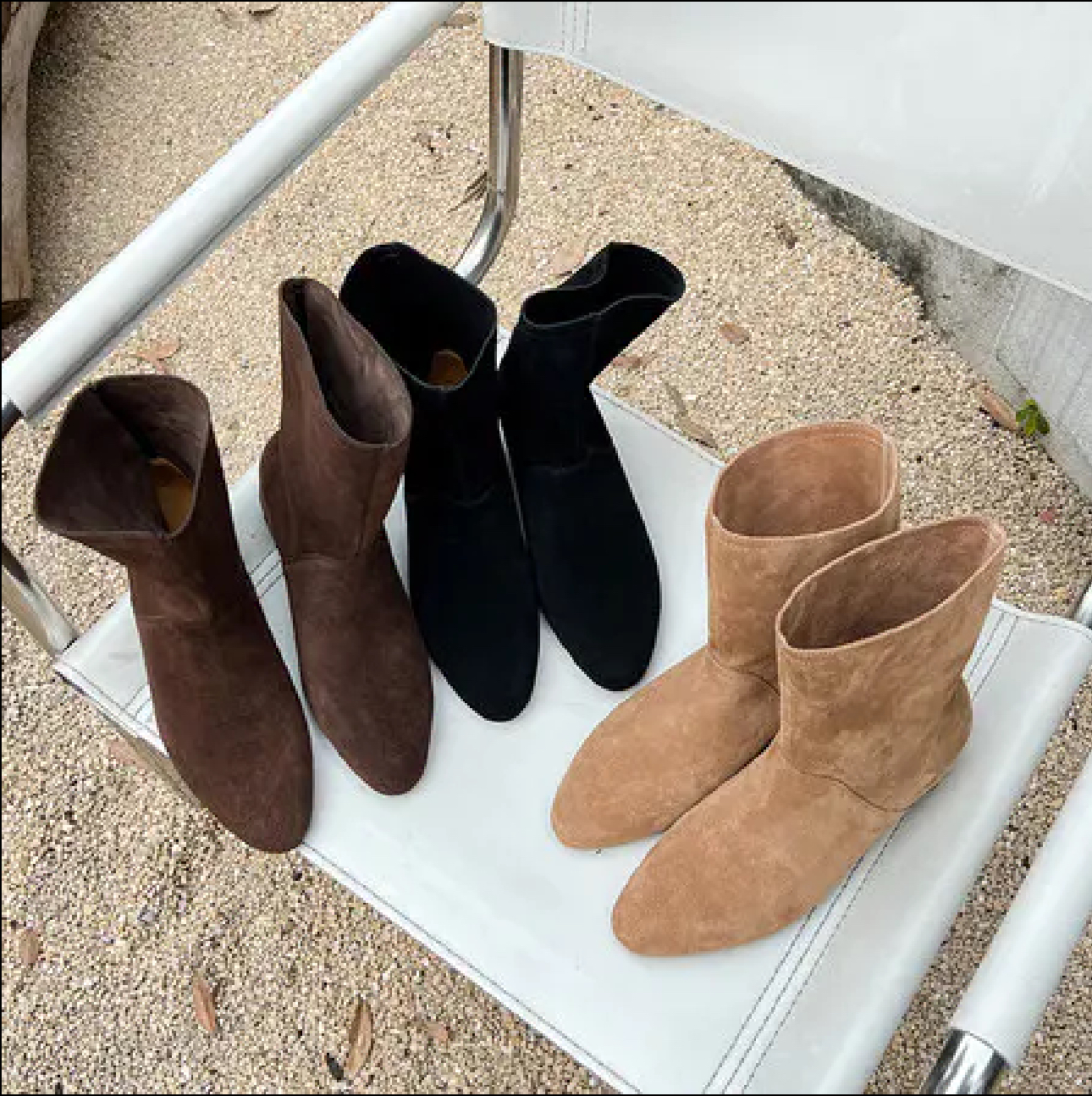 【木子家】靴子美拉德复古牛皮翻皮西部牛仔靴宽阔内增高卡其色短靴