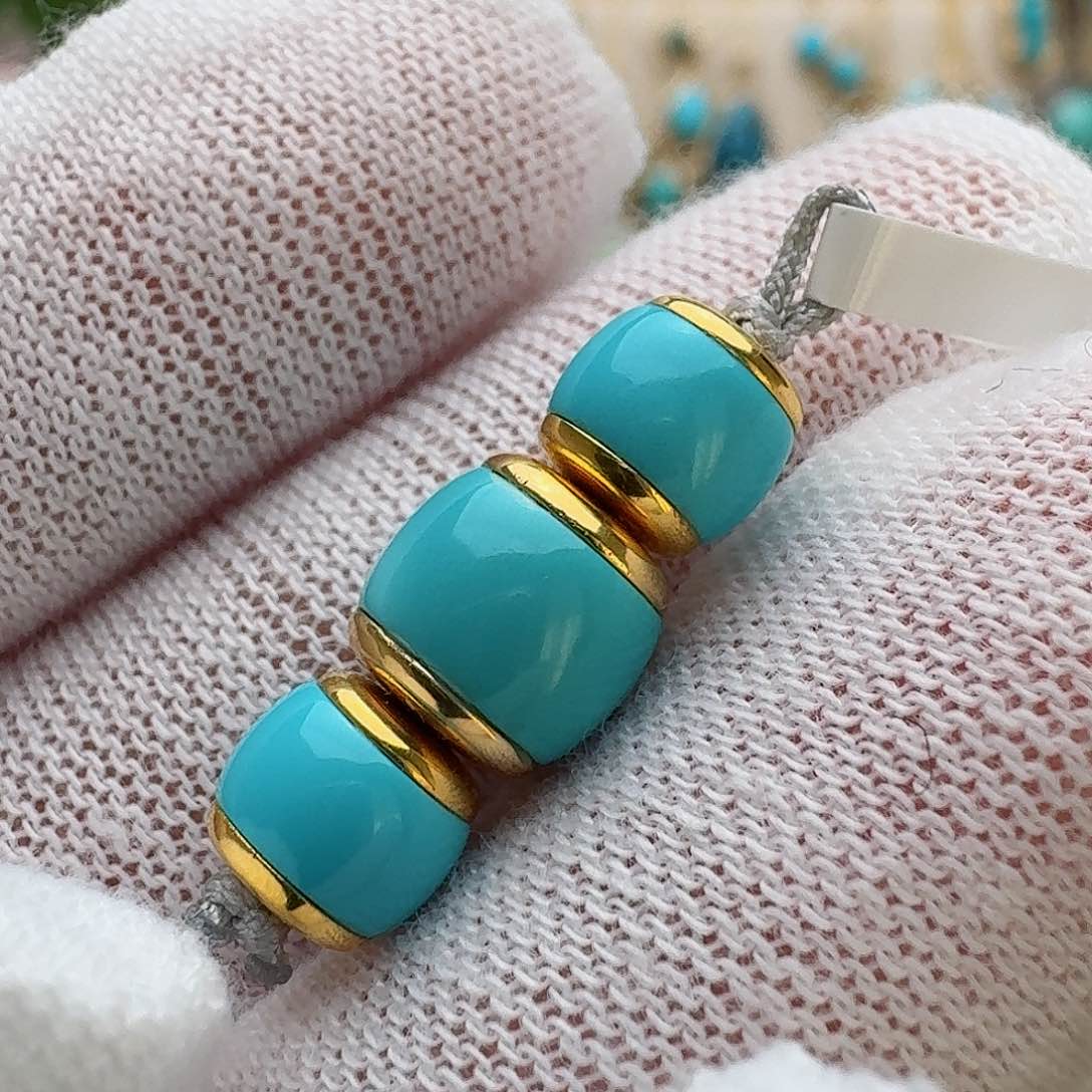 绿松石珠宝奇石18K金镶嵌