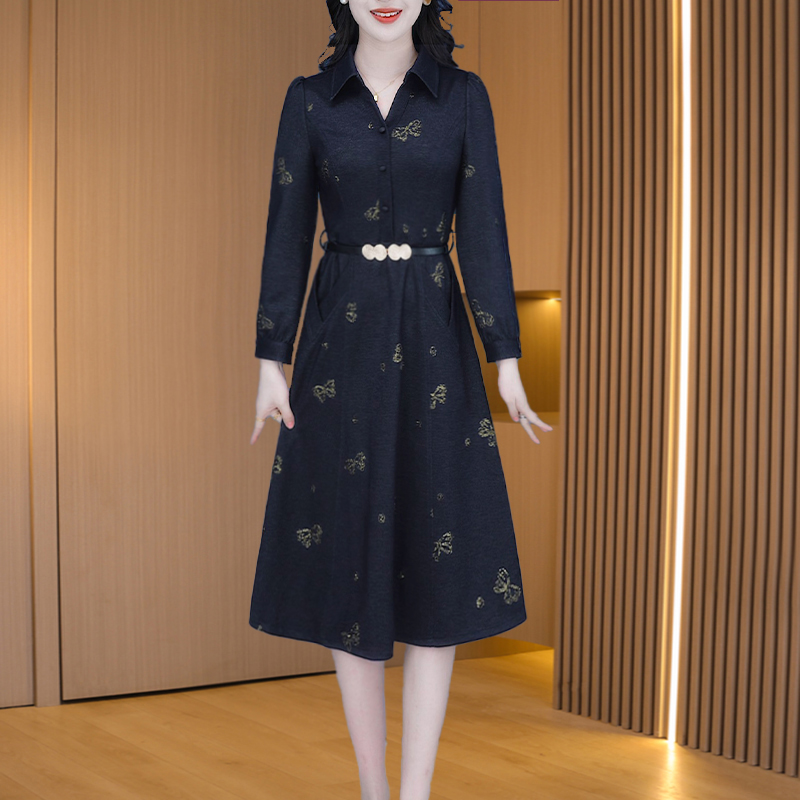 【连衣裙】24158优雅新款气质时尚大气减龄收腰显瘦连衣裙M-4XL