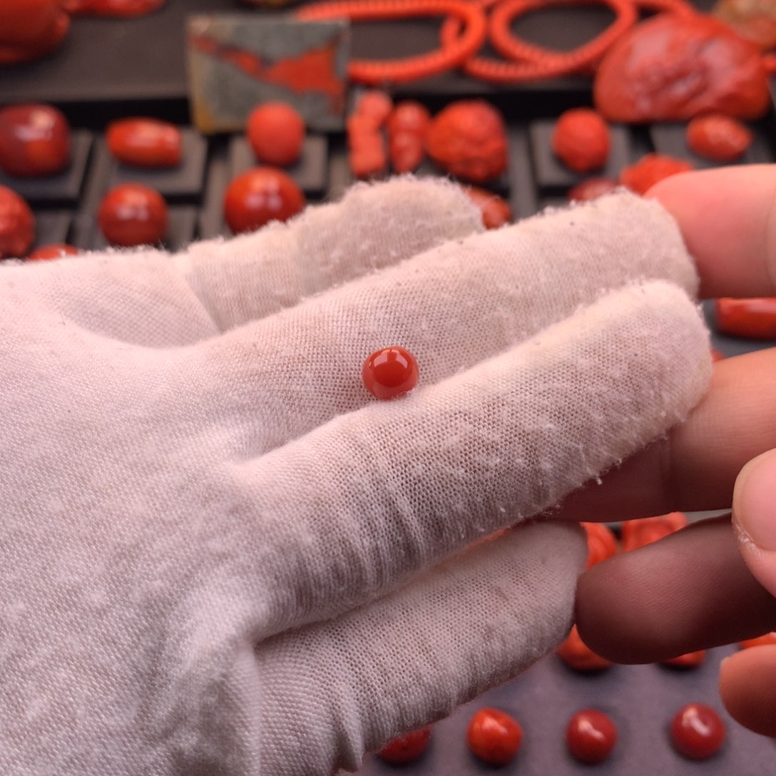 南红玛瑙未镶嵌川料原矿锦红老型单珠7mm