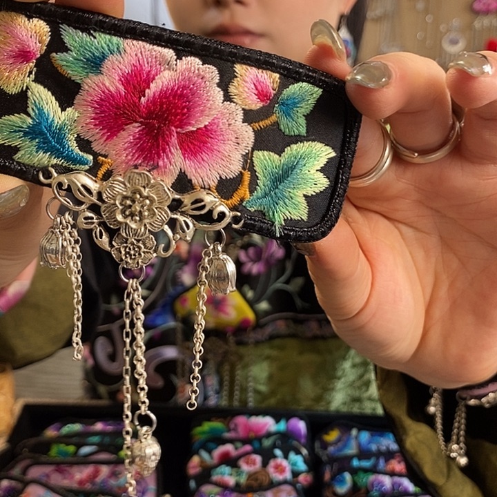 玻璃足银发夹发饰