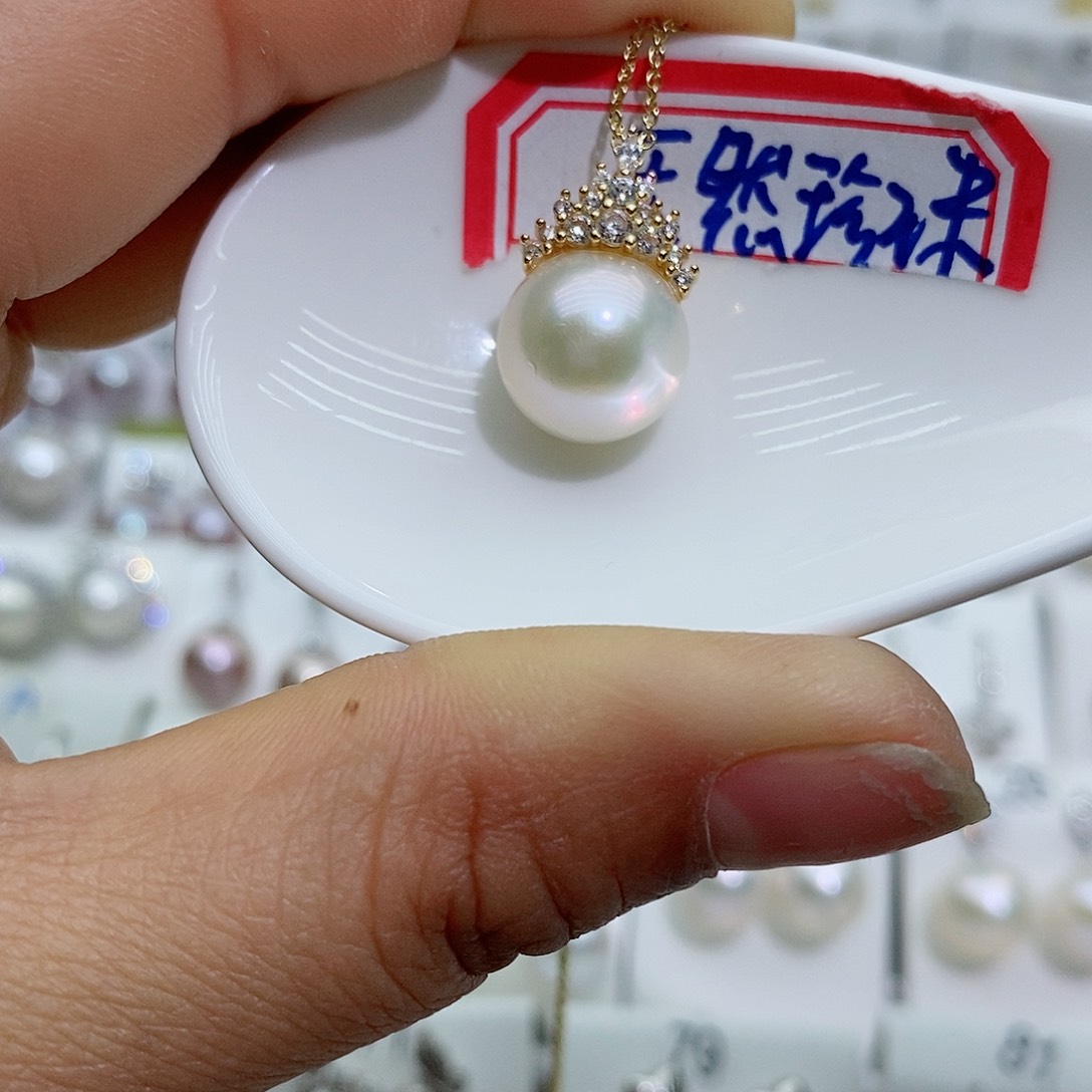 淡水珍珠银S925镶嵌吊坠(赠链)