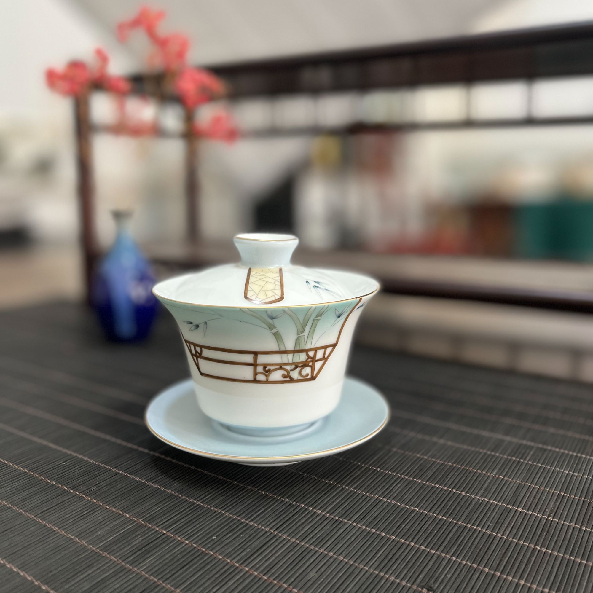 手绘陶瓷盖碗功夫茶具泡茶喝茶茶杯高档