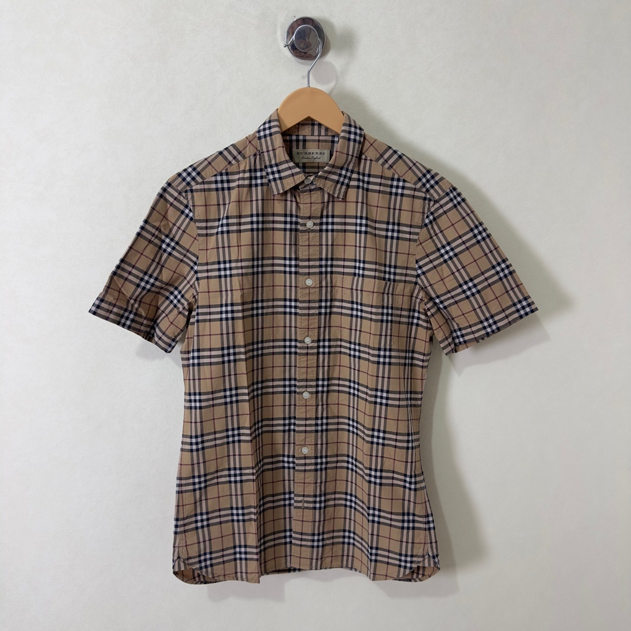 99新 BURBERRY/博柏利 格纹短袖衬衫 尺码S