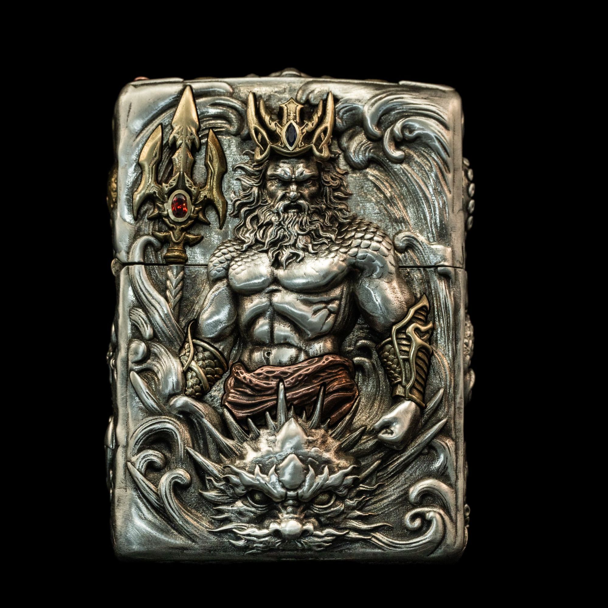 海王波塞冬·超写实防风仿古复古清明立体煤油打火机铜分色款童子