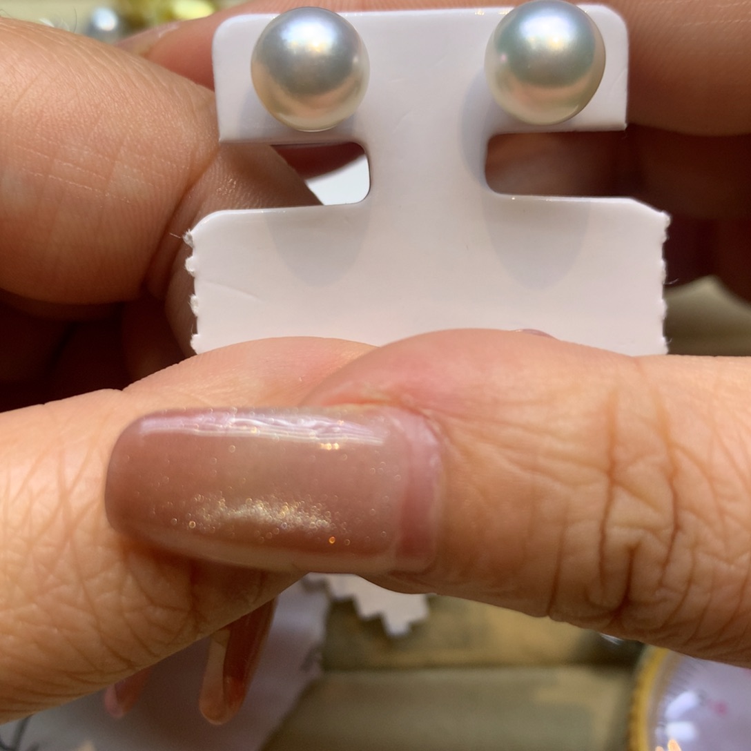 银S925镶嵌耳饰海水珍珠