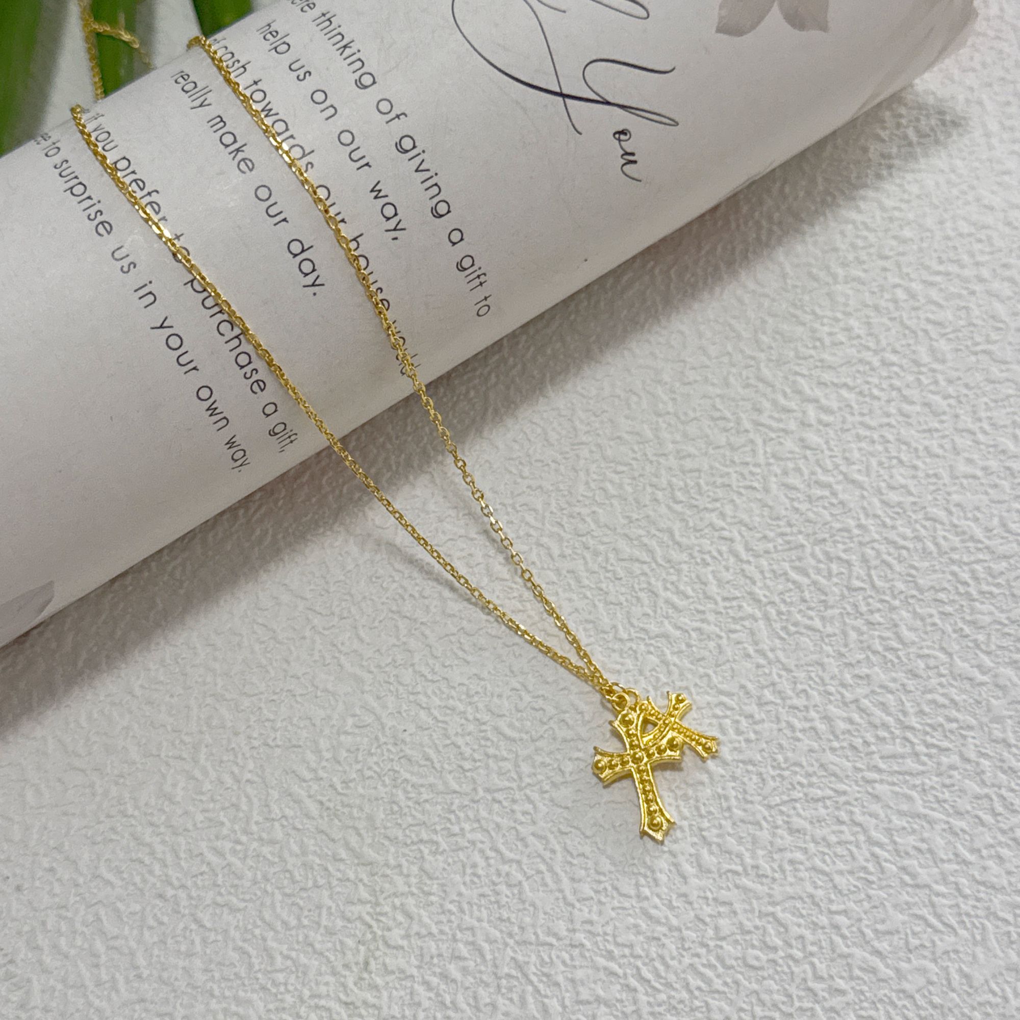 5G工艺【双十字架黄金项链】足金999