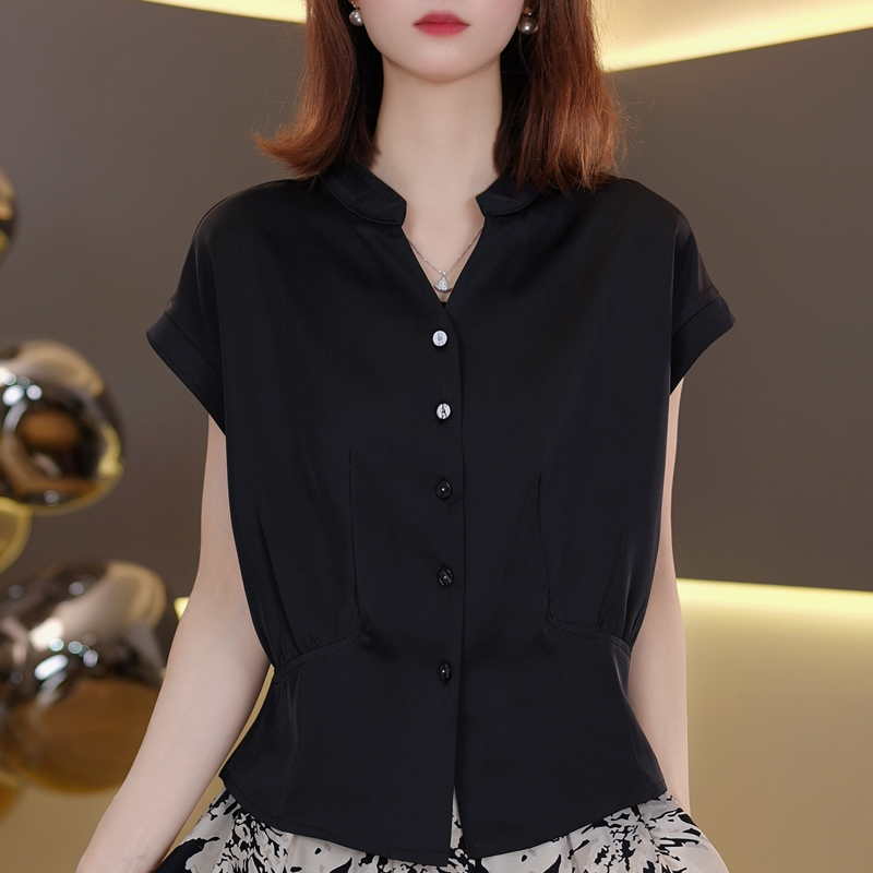 时尚v领短袖T恤女2025新款气质小衫洋气显瘦 MHSG-2881