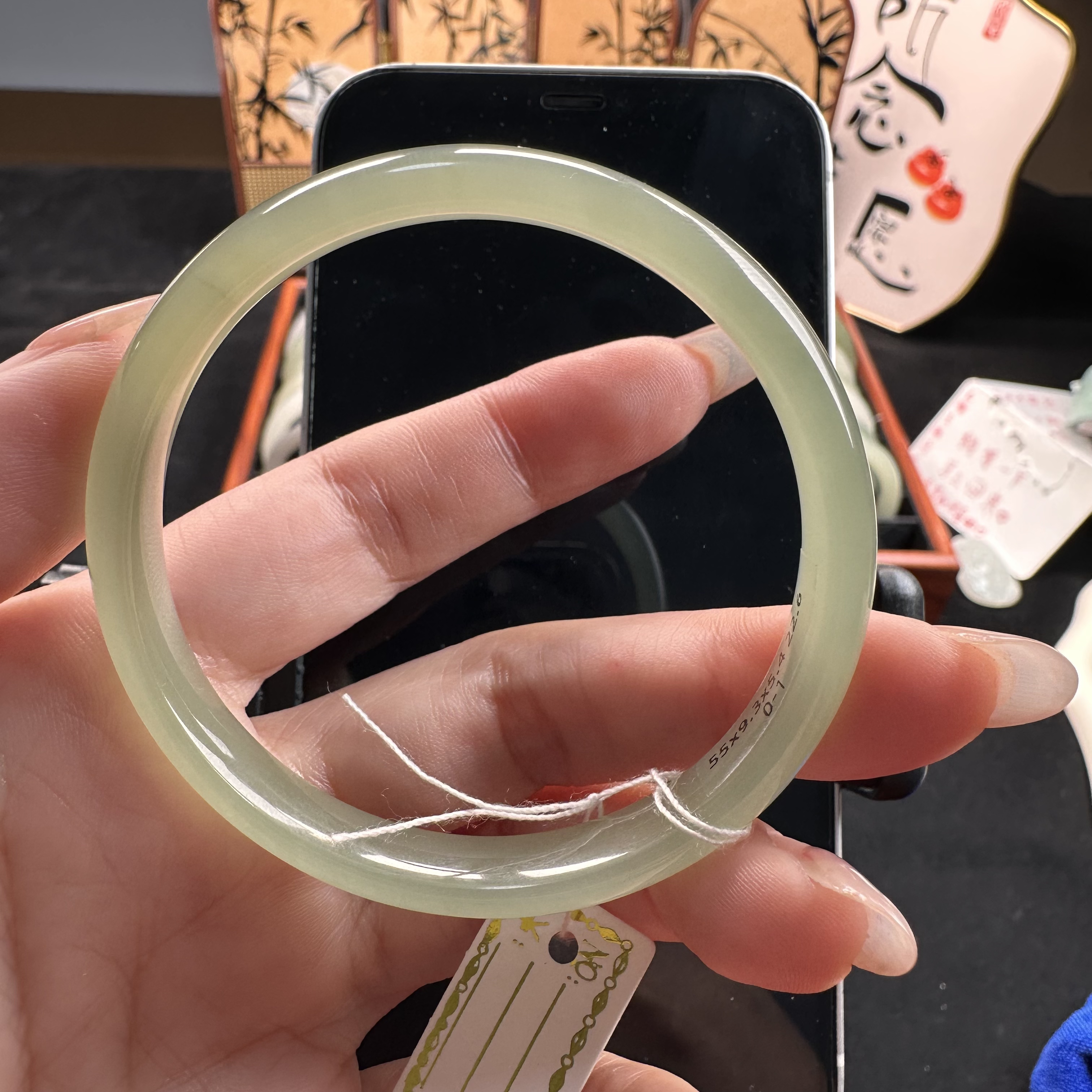 天然和田玉手镯冰底高透手镯公主镯冰绿晴高级百搭显肤色