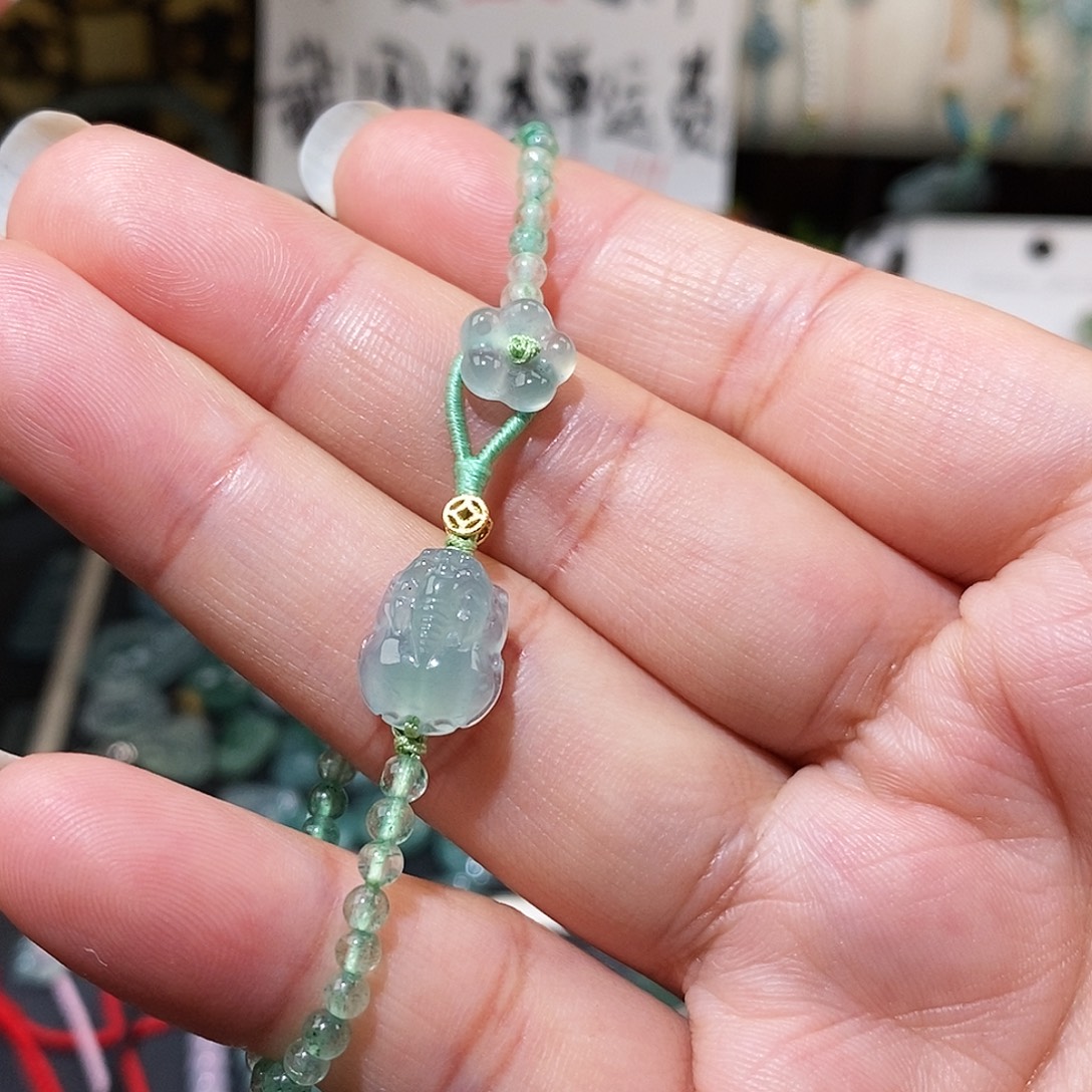 翡翠未镶嵌颈饰貔貅小花手链16
