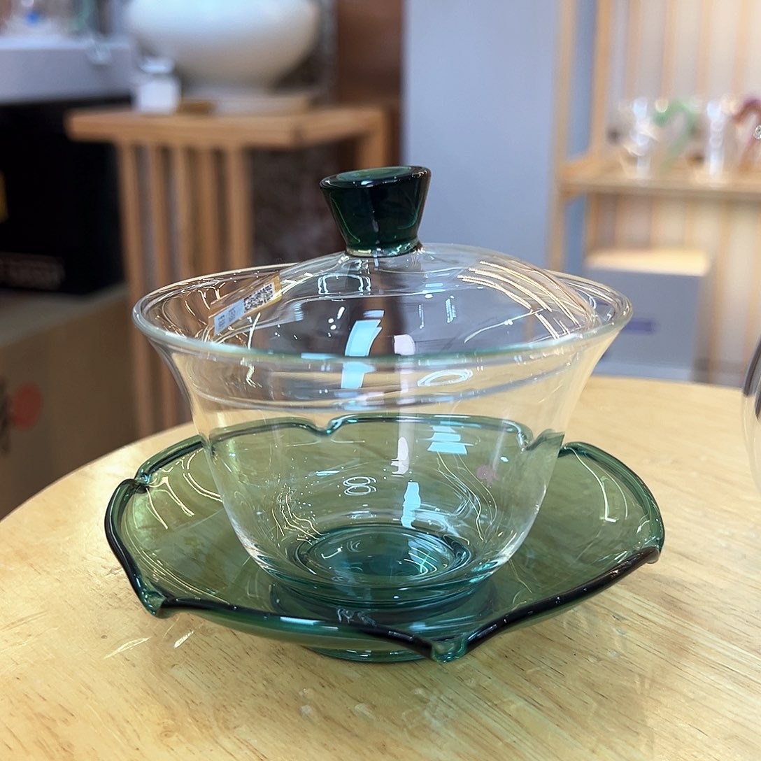 禾器荷叶盖碗墨绿色