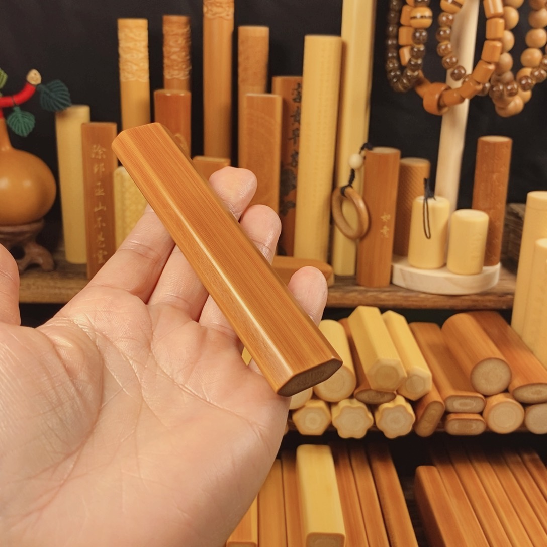 猴*实心玉竹文玩手把件