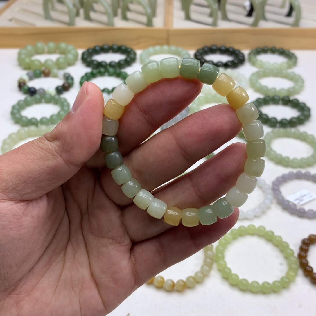 和田玉手串（直切多宝8）未镶嵌