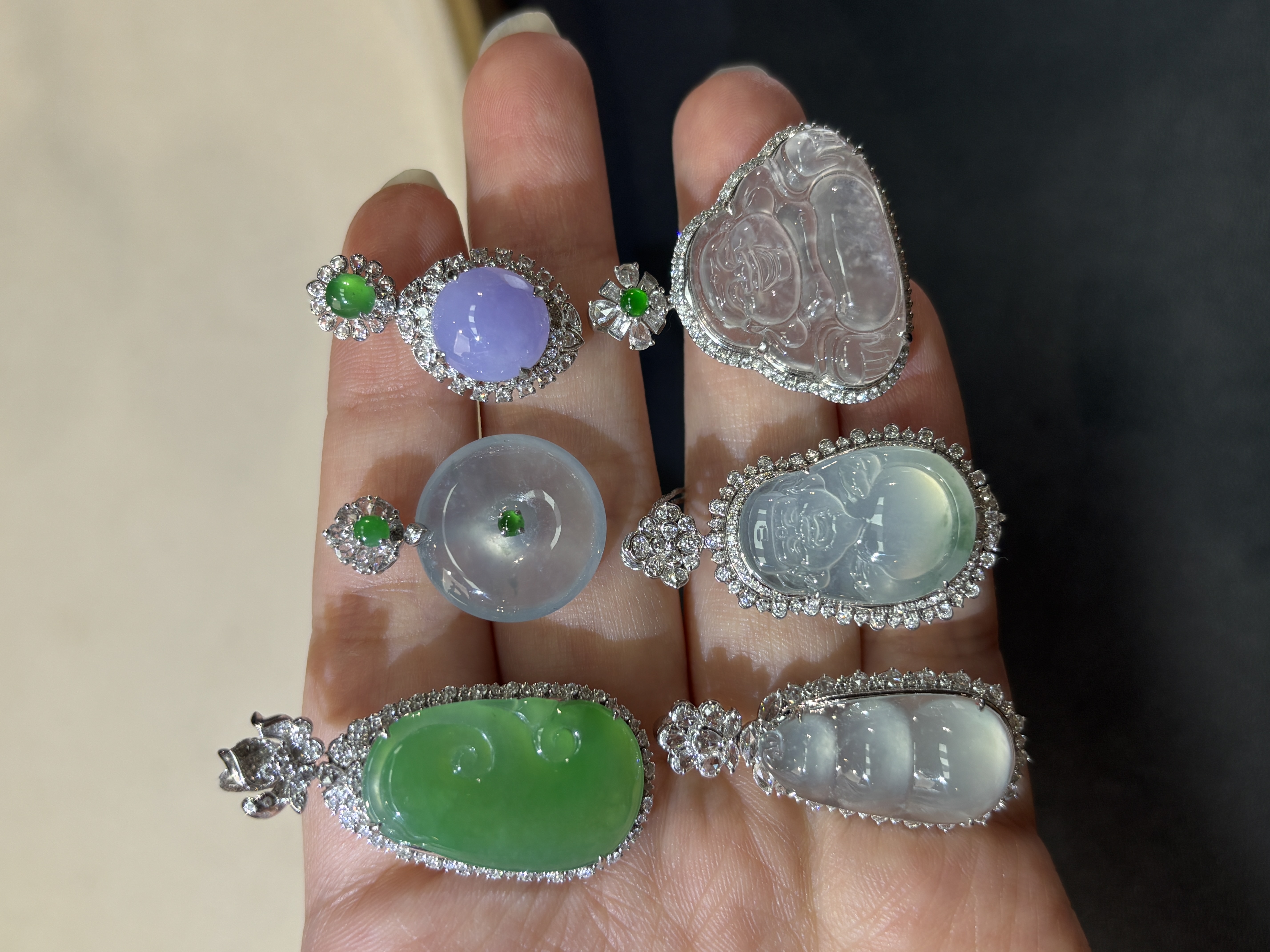 【彩虹盘】翡翠吊坠-多样性发一件-18K金镶嵌-CHP010 |CXQ21