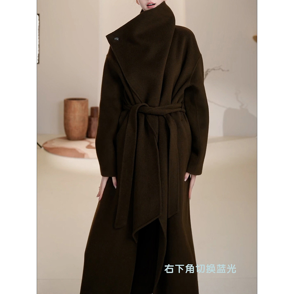 时尚轻奢高级感双面毛呢外套女2025冬季新款气质加厚长款保暖大衣